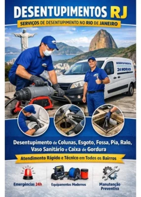 Desentupimentos RJ com atendimento técnico e rápido no Rio de Janeiro