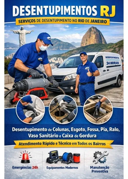 Desentupimentos RJ com atendimento técnico e rápido no Rio de Janeiro